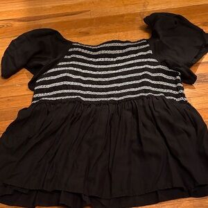 SO Black Top with White Stripes